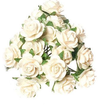 Dollhouse Miniature Rose, 2Dz, White